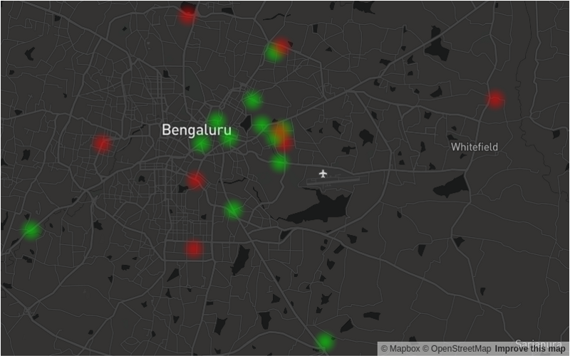 Image of the app showing a heatmap of crime stats