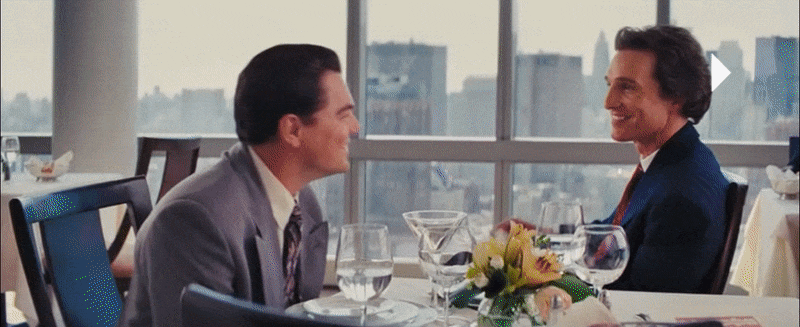 Gif from movie Wolf of Wall Street showing the protagonist's excitement
